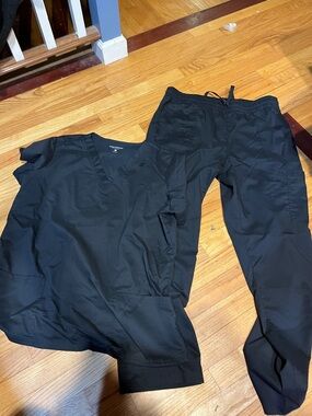 Black Medical Scrub Top and Pants Set